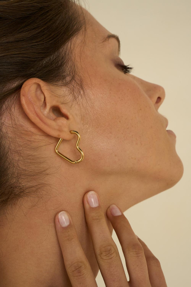 Wholesaler Bohm - Liu hoop earrings - stainless steel heart-shaped ring
