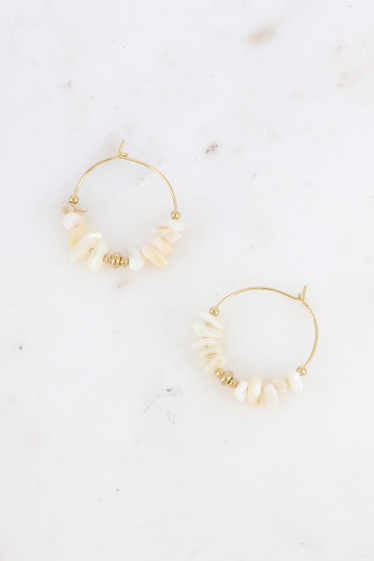 Wholesaler Bohm - Lula stainless steel hoop earrings - pearls & shells