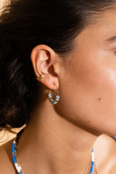 Wholesaler Bohm - Moana hoop earrings - stainless steel and precious stones