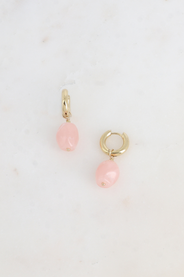 Wholesaler Bohm - Hoop earrings - colored resin bead