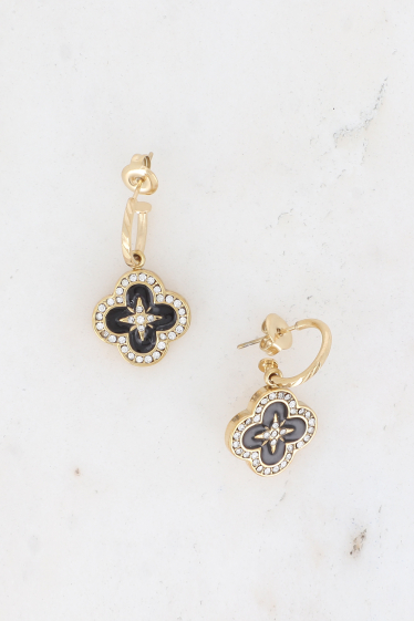 Wholesaler Bohm - Precius hoop earrings - enameled clover, star and zirconium oxides