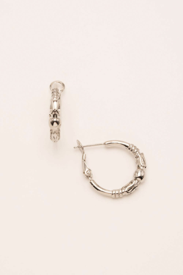 Wholesaler Bohm - Régina hoop earrings - engraved patterns in stainless steel
