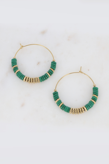 Wholesaler Bohm - Sahara hoop earrings - tinted fine stones, floral shape