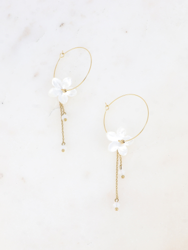 Wholesaler Bohm - Salma hoops - pearly flower and dangling chains