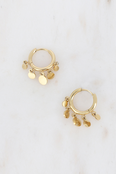Wholesaler Bohm - Serena hoop earrings - ring with 5 round stainless steel tassels