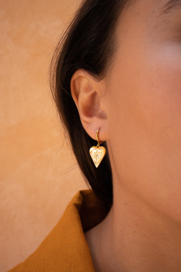 Wholesaler Bohm - Tasha hoop earrings - heart, star and zirconium oxide
