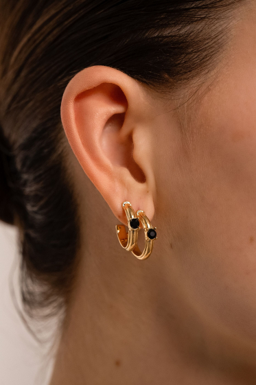 Wholesaler Bohm - Zaniko hoop earrings - stainless steel ring set with a crystal