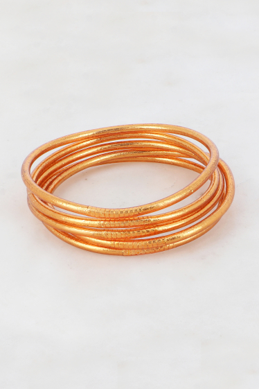 Wholesaler Bohm - Thin dark copper Buddhist bangle - without mantra