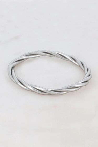 Wholesaler Bohm - Dark silver Twisted Buddhist bangle