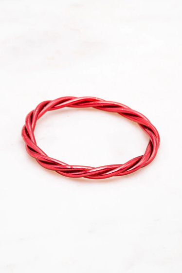 Wholesaler Bohm - Dark Red Twisted Buddhist bangle