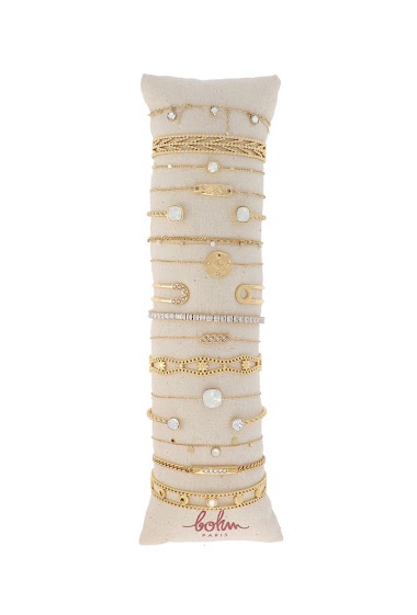 Grossiste Bohm - Kit de 16 bracelets - doré blanc