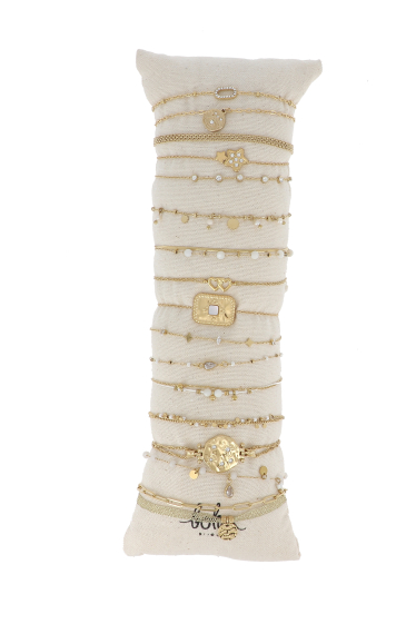 Grossiste Bohm - Kit de 16 bracelets en acier inoxydable - doré blanc V2