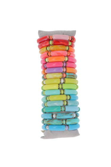 Wholesaler Bohm - Kit of 17 elastic bracelets decorated with ceramic beads and resin