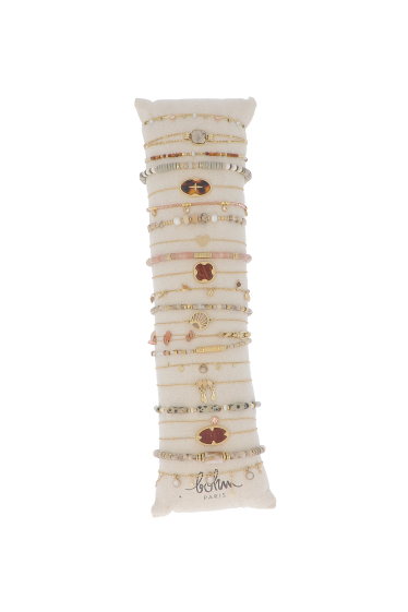Grossiste Bohm - Kit de 20 bracelets en acier - doré nude - présentoir offert