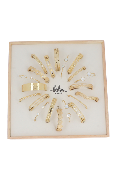 Mayorista Bohm - Kit de 20 brazaletes de acero inoxidable - dorado - exhibición gratuita