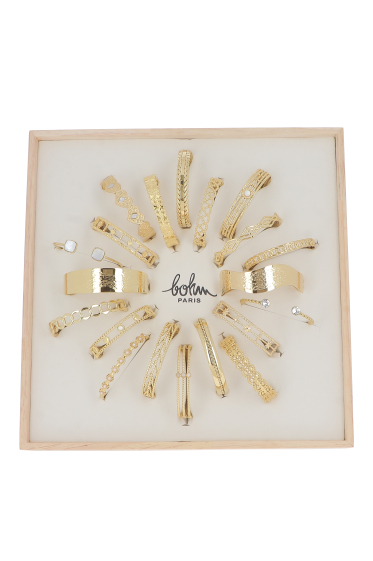 Mayorista Bohm - Kit de 20 brazaletes de acero inoxidable - dorado - exhibición gratuita
