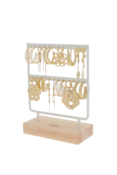 Großhändler Bohm - Set mit 24 Ohrringen aus Edelstahl – Gold – Gratispräsentation