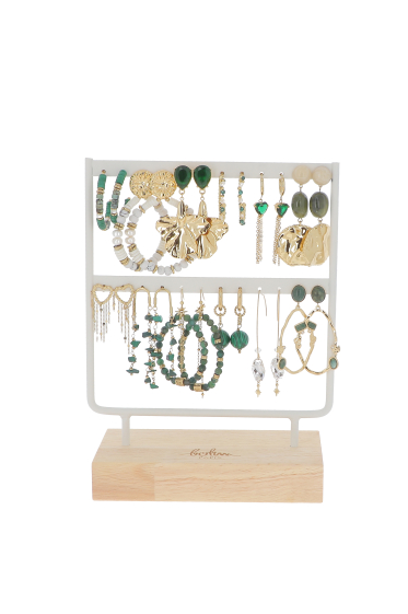 Wholesaler Bohm - Kit of 24 stainless steel earrings - green gold - free display