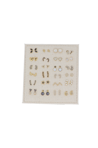 Wholesaler Bohm - Kit of 24 stud earrings - white gold & black - FREE DISPLAY