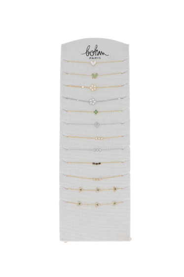 Grossiste Bohm - Kit de 24 bracelets en acier inoxydable - doré multi - présentoir offert