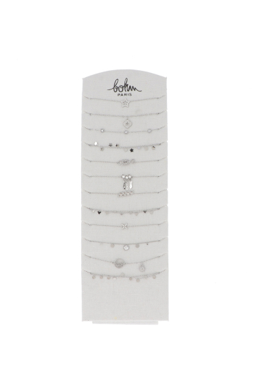 Grossiste Bohm - Kit de 24 bracelets en acier inoxydable - rhodium - présentoir offert