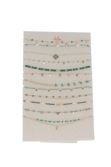 Großhändler Bohm - Kit mit 24 Halsketten aus Edelstahl – Grüngold – kostenlose Präsentation