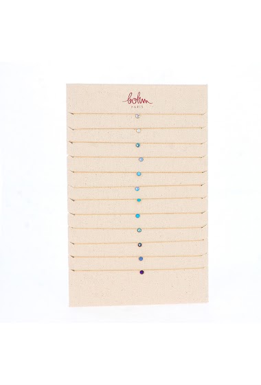 Grossiste Bohm - Kit de 24 colliers Sohan - doré bleu mix