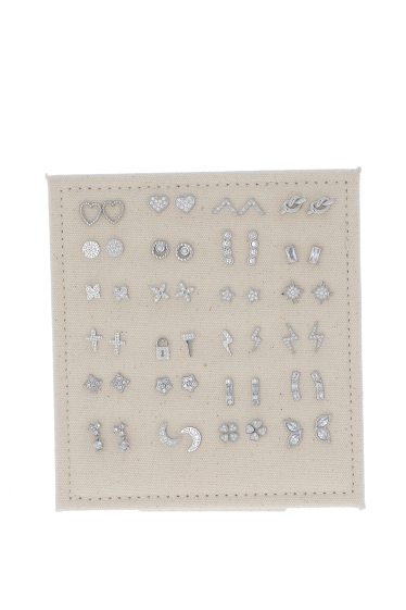 Grossiste Bohm - Kit de 24 paires de puces en acier inoxydable - rhodium - présentoir offert