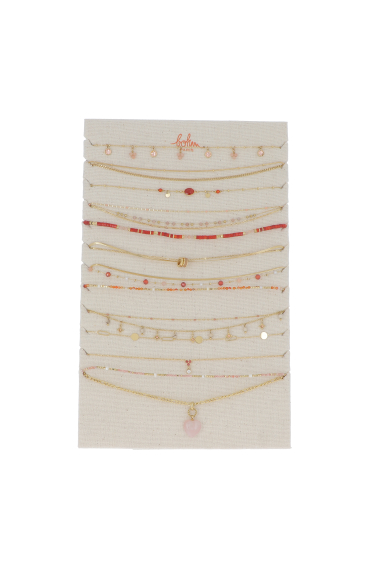 Großhändler Bohm - Set mit 26 (13+13) Halsketten aus Edelstahl – Rotgold – Kostenlose Ausstellung