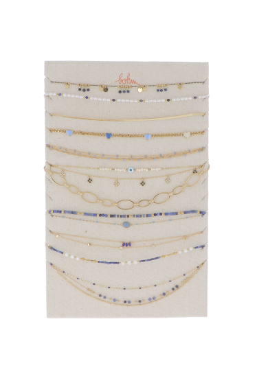 Großhändler Bohm - Set mit 28 (14+14) Halsketten aus Edelstahl – Schwarzgold – Kostenlose Ausstellung