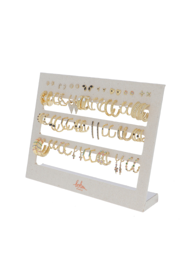 Großhändler Bohm - Set mit 32 Ohrringen – Weißgold, Schwarz und mehrfarbig – KOSTENLOSE AUSSTELLUNG