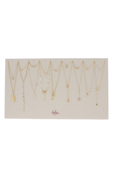 Großhändler Bohm - Kit mit 36 ​​Halsketten aus Edelstahl – Weißgold – kostenlose Präsentation