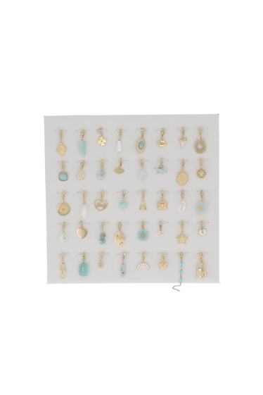 Wholesaler Bohm - Kit of 40 stainless steel charms - gold amazonite