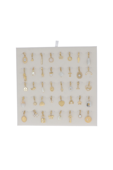 Grossiste Bohm - Kit de 40 charms en acier inoxydable - doré blanc - présentoir offert