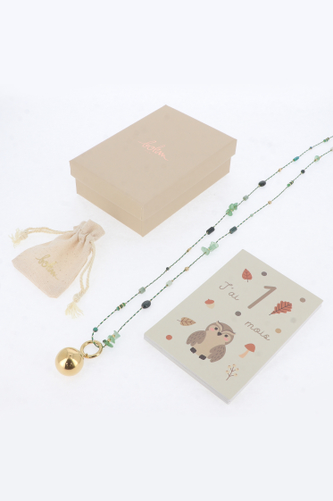 Wholesaler Bohm - Bola kit with necklace - cord, beads and natural stones and BOLA charm