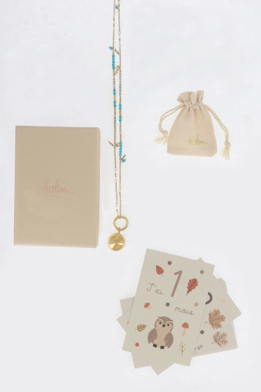 Wholesaler Bohm - Bola kit with necklace - cord, beads and natural stones and BOLA charm