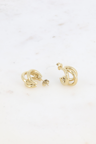 Wholesaler Bohm - Mini hoop earrings - 3 serrated rings