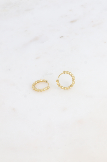 Wholesaler Bohm - Mini hoop earrings - ring with 15mm balls
