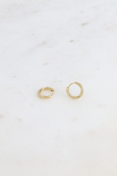 Wholesaler Bohm - Mini hoop earrings - 13mm twisted effect ring