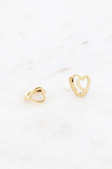 Wholesaler Bohm - Mini hoop earrings - stainless steel openwork heart