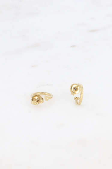 Wholesaler Bohm - Mini hoop earrings - in stainless steel and striated effect