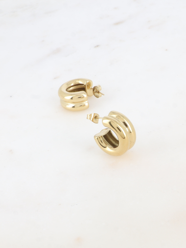 Wholesaler Bohm - Themis mini hoop earrings - double ring 20x20mm