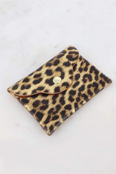 Grossiste Bohm - Pochette Budapest - imprimé léopard, véritable cuir de vachette made in Italy