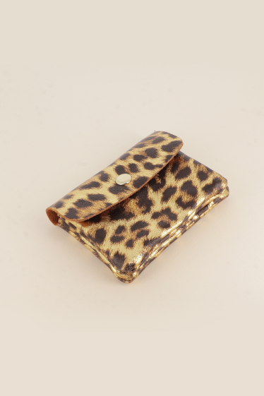 Wholesaler Bohm - Babylone coin purse - leopard, genuine cowhide leather made in Italy