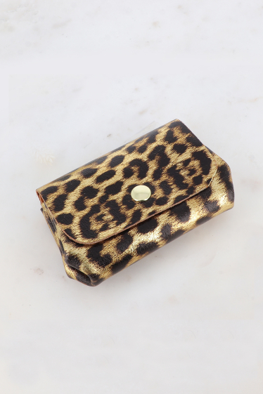 Wholesaler Bohm - Brussels coin purse - leopard, genuine cowhide leather made in Italy