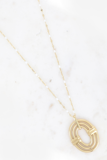 Wholesaler Bohm - Long necklace - enameled chain, large pendant with 3 rings