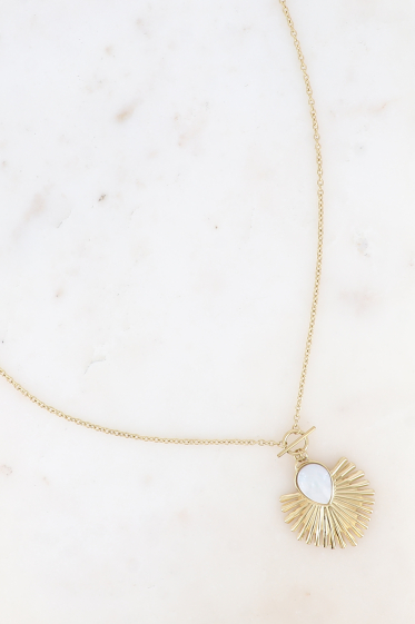 Wholesaler Bohm - Edelyne necklace - palm leaf, toggle clasp pattern & semi precious stone