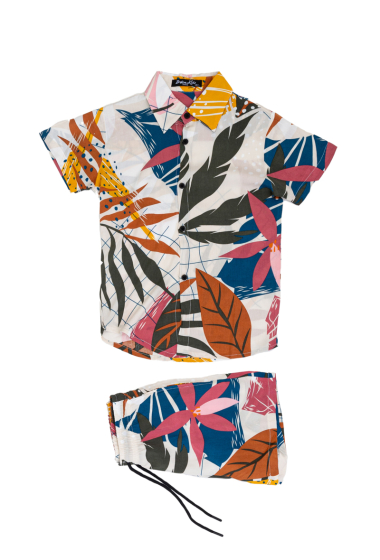 Großhändler Boomkids - Bedrucktes Hemd + Shorts-Set
