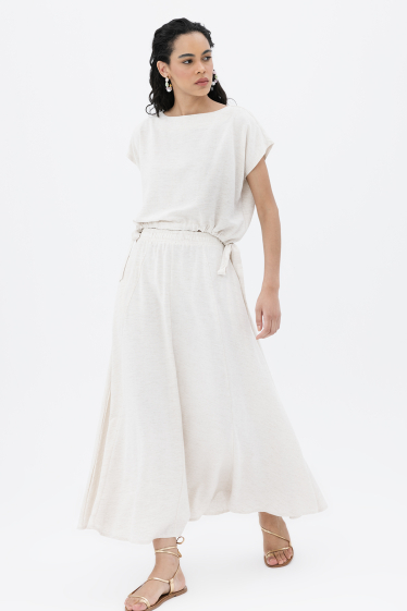 Wholesaler BSL - Set: Flared Skirt in Linen Blend and Linen Blend Blouse - BSL