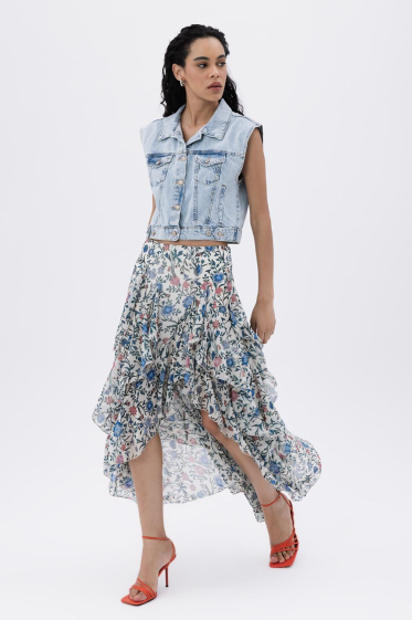 Wholesaler BSL - Asymmetrical Chiffon Skirt with Ruffle Detail - BSL